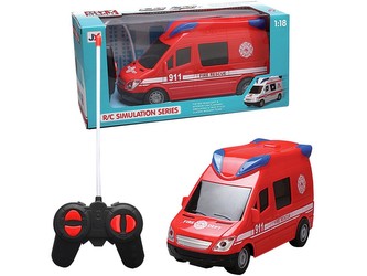 Auto hasičské na dálkové ovládání, se světlem a zvukem,  21 cm