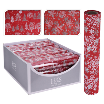 Dekorační organza 28x250 cm - červená (2 vzory)