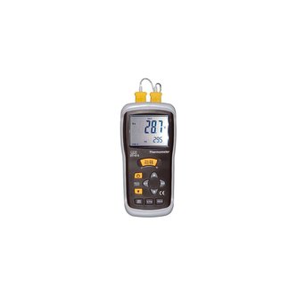 Digitální teploměr s dvojitým vstupem. Sonda typu K -200..1372°C (-328..2501°F)\nMax-hold, Data-hold, scan funkce