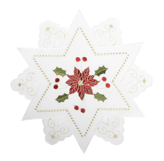 Vánoční dekorační ozdobný ubrousek MAGICAL XMAS vzor I, bílá, O 30 cm