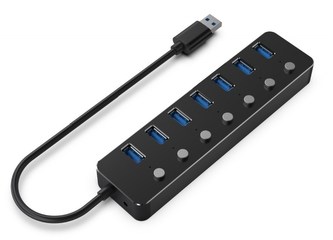GEMBIRD hub, 7-port USB 3.1 (Gen 1) hub s vypínači
