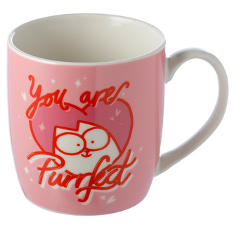 Porcelánový hrnek růžový - Simonova kočka Simon's Cat Valentýn