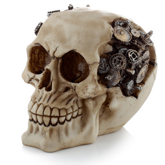 Steampunk dekorace Lebka s ozubenými kolečky