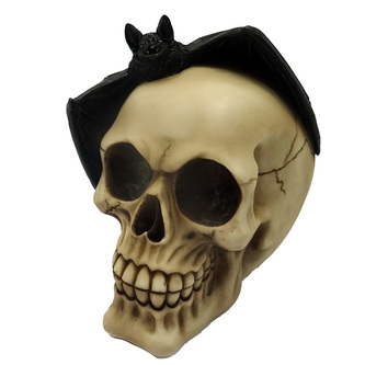 Dekorace Děsivá lebka s netopýrem