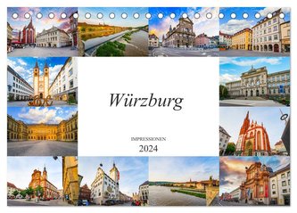 Würzburg Impressionen (Tischkalender 2024 DIN A5 quer), CALVENDO Monatskalender