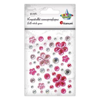 Kryształki samoprzylepne kwiaty mix 53szt