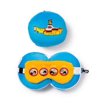 Cestovní polštář a maska na oči  Relaxeazzz - Žlutá ponorka "Yellow Submarine"
