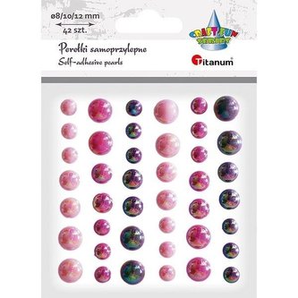 Perełki samoprzylepne różowe 42szt