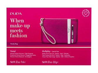 Pupa Vamp! řasenka Vamp! 9 ml + tužka na oči Multiplay 0,8 g 09 Deep Black + kosmetická taštička s poutkem