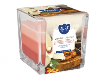 Svíce tříbarevná vonná ve skle Vanilla Amber (snk 80-355)