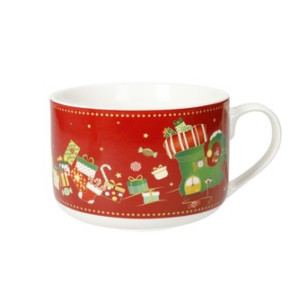 Vánoční velký hrnek na čaj, cappuccino 600ml červený ELFOMAGIA BRANDANI