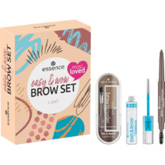 Essence Easy & Wow tužka na obočí What A Brow Pen Waterproof 0,2 g 01 Light Brown + gelová řasenka na obočí Lash & Brow Gel Mascara 9 ml + pudr na obočí Brow Powder 2,3 g 01 Light & Medium