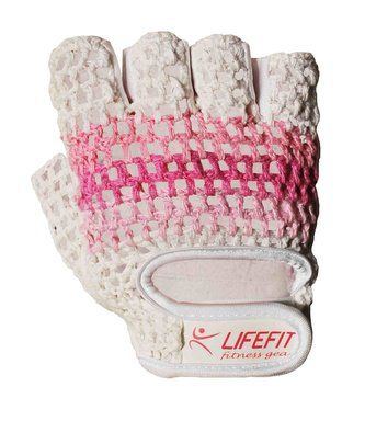 Fitness rukavice LIFEFIT® KNIT, vel. M, růžovo-bílé