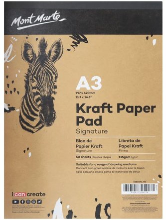 Mont Marte blok kraftového papíru, 115g/m2, A3, č.0095, 50 listů