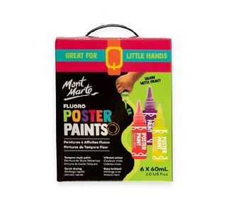 Mont Marte sada temperových barev FLUO, lahvička s tenkým hrotem, 6x60ml