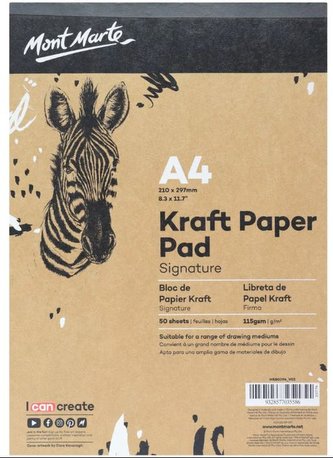 Mont Marte blok kraftového papíru, 115g/m2, A4, č.0096, 50 listů