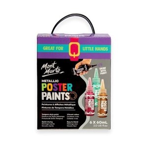 Mont Marte sada temperových barev METALLIC v lahvičce s tenkým hrotem, č.6003, 6x60ml