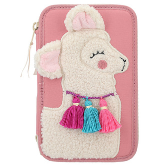 Penál s výbavou Top Model, Růžový, vlněná lama