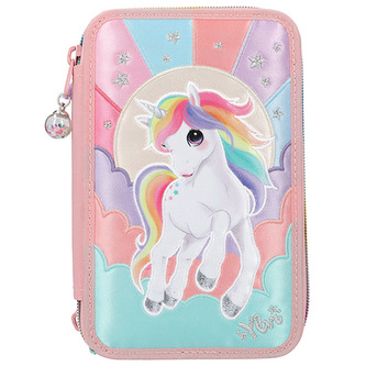 Penál s výbavou Ylvi, Duhový s jednorožcem, 3 patra