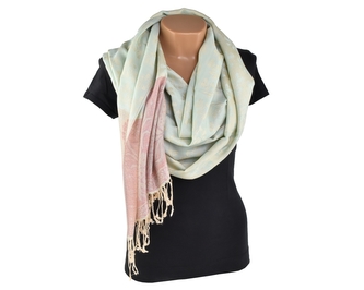 Dámská šála typu pašmína pistáciová se zlatou