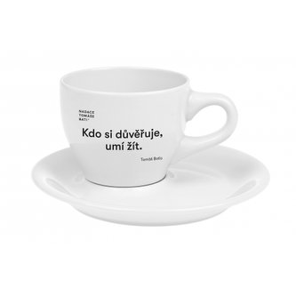 Oxalis Baťa latte šálek 0,23 l – motto: Kdo si důvěřuje, umí žít