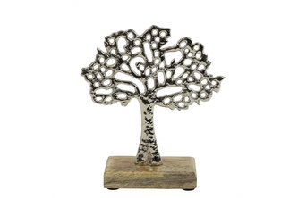 Kovový strom života Jarle stříbrný 16x13,5x5 cm