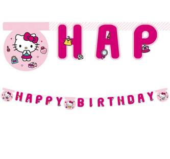 Party nápis Hello Kitty - Happy Birthday 200 cm
