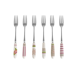 Sada 6 dezertních vidliček pivoňky Peonia BRANDANI