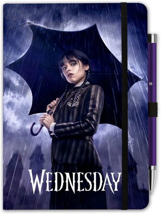 Poznámkový blok s projektorovým perem Netflix|Wednesday: Umbrella (A5 14,8 X 21 cm)