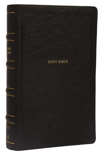 NKJV, End-of-Verse Reference Bible, Personal Size Large Print, Leathersoft, Black, Thumb Indexed, Red Letter, Comfort Pr