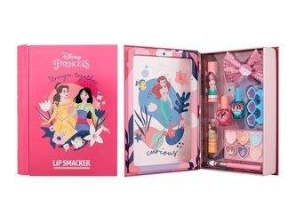 Lip Smacker Disney Princess balzám na rty 3,4 g + rozjasňující krém 6 x 0,25 g + lak na nehty 2 x 4,25 ml + rtěnka 1,25 g + aplikátor + sponka do vlasů + oddělovač prstů + plechová krabička