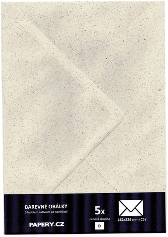 HYBLER S.R.O. barevná obálka 162X229 mm  RECYKLOVANÁ TRÁVA, 5 kusů, 100 gm2, olizová