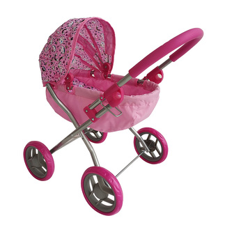 Dětský kočárek hluboký - růžový s jednorožci