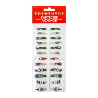 Świąteczne paznokcie beżowe 24szt