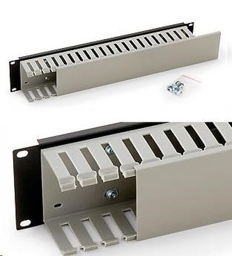 TRITON 19" vyvazovací panel 2U jednostranná plastová lišta, šedá