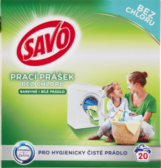 SAVO prací prášek Bez chloru na barevné a bílé 20 praní, 1,4 kg