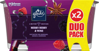 Glade svíčka vonná Merry Berry & Wine, duopack, 2× 129 g
