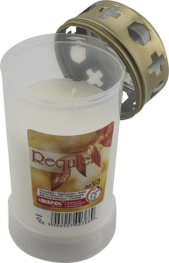 Bispol Requiem hřbitovní svíčka s krytem, bílá, hoří 48 hod