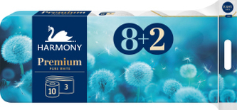 Harmony Premium 3vrstvý toaletní papír, role 17,5 m, 8+2 rolí