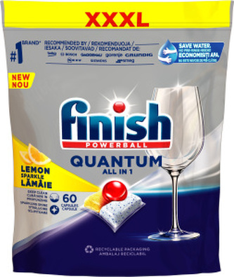 Finish Quantum All in 1 Lemon Sparkle tablety do myčky, 60 ks
