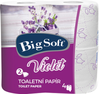 Big Soft Violet 2vrstvý toaletní papír, role 190 útržků, 4 role