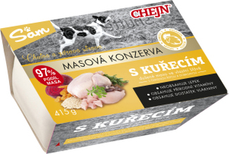 Sam vanička pro psy s kuřecím masem, 97% podíl masa, 415 g