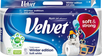 Velvet Soft White Winter 3vrstvý toaletní papír, 8 rolí