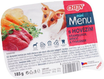 Chejn mini MENU s hovězím pro malé psy, 185 g
