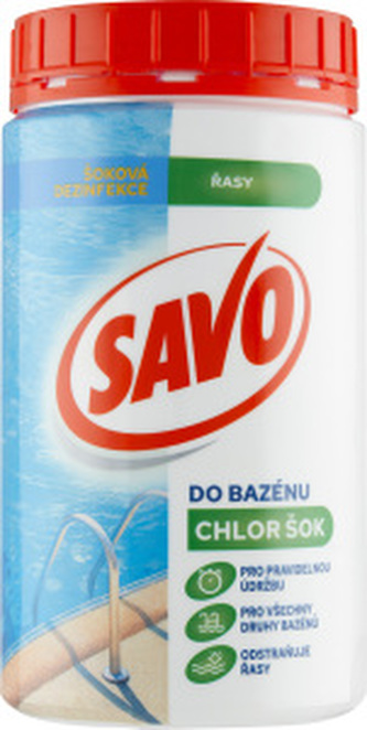 Savo Chlor Šok dezinfekce proti řasám do bazénu, 0,85 kg