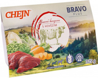 Chejn Bravo PLUS s hovězím a zeleninou pro malé a střední psy, 325 g