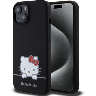 Hello Kitty Liquid Silicone Daydreaming Logo Kryt iPhone 15 černý