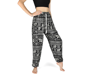 Kalhoty Joga SOLADA, černé, sloni, tvary