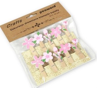 Dekoracja drewniana klamerki kwiaty 10szt