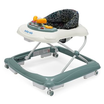 Dětské chodítko Baby Mix s volantem a silikonovými kolečky zelená Dětské chodítko Baby Mix s volantem a silikonovými kolečky zelená